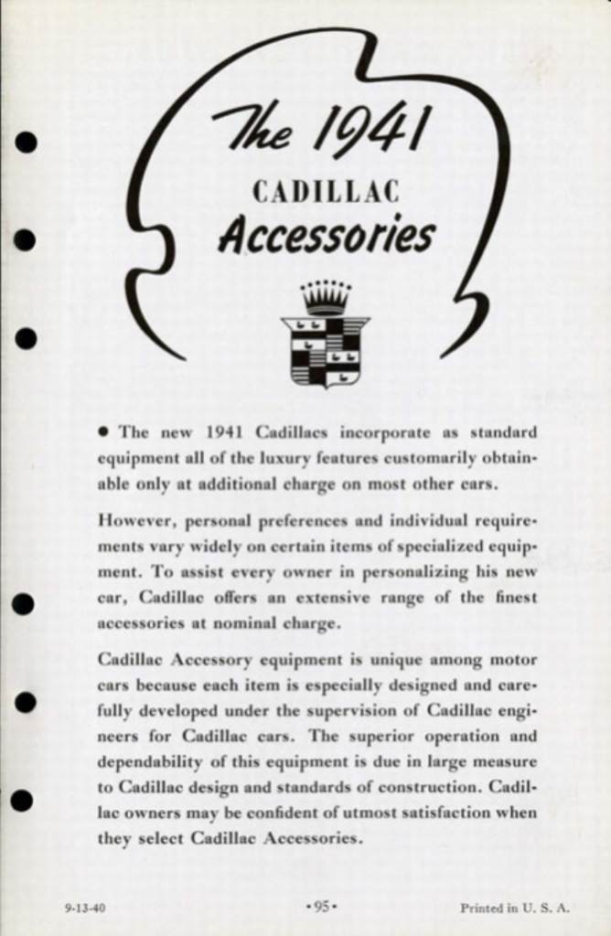 1941 Cadillac Salesmans Data Book Page 14
